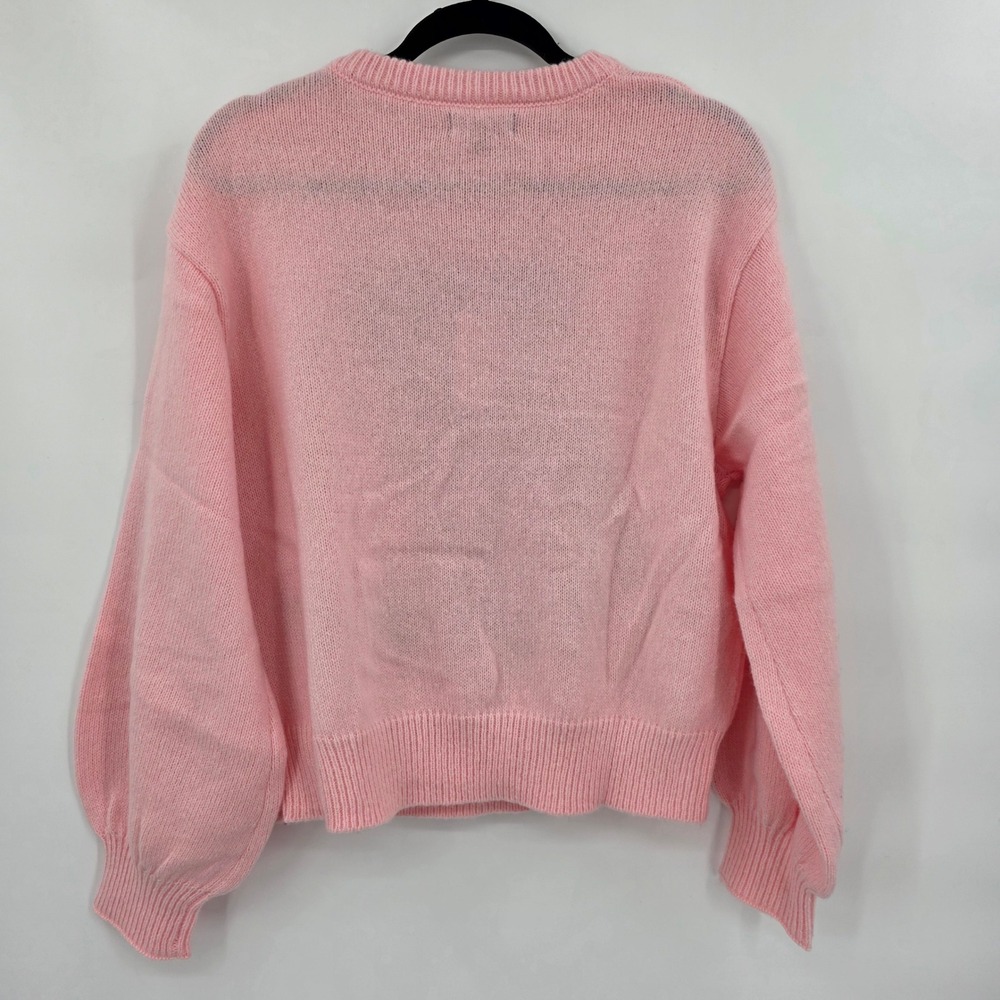 SIMPLY SOUTHRN Pink Cowgirl Boots Bow Knit Sweater Women's Cozy Pullover S NWT - Picture 5 of 8